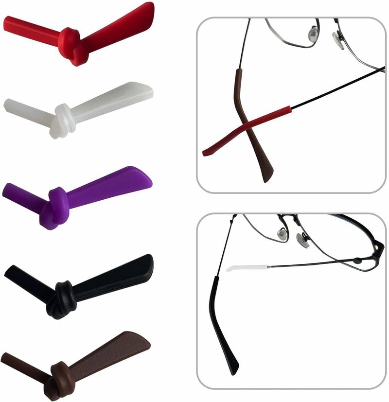 KECHIO Glasses Temple End Tips Soft Silicone Anti Slip Socks Replacement for Eyeglass Thin Arm Covers 5 Pairs - Image 4